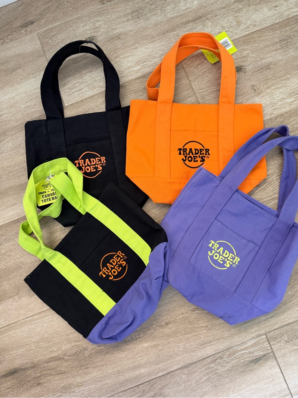 FOUR Trader Joe's Mini Canvas Tote Bag - Multiple Colors